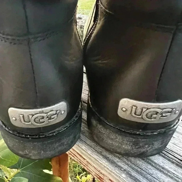 UGG Daleane Boots In Black & Charcoal Gray Womens Size 10 Leather/Shearl… - Picture 6 of 13